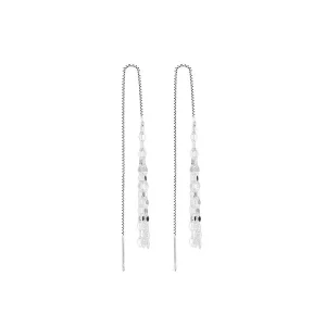 Pendientes de Plata Esterlina S999: Diseño Enhebrador con Cadenas Colgantes